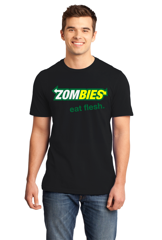 Standard Black Zombies: Eat Flesh - Zombie Parody Humor Subway Sandwiches Joke T-shirt