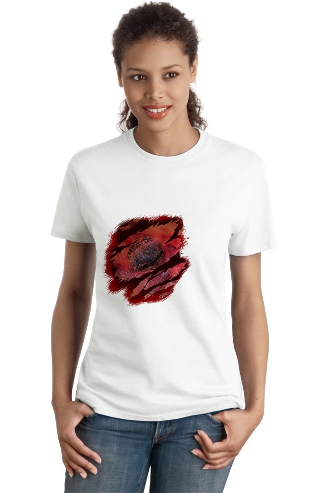 Ladies White Zombie Bite Halloween Costume - Horror Fan T-shirt