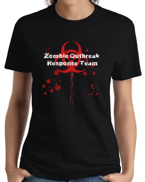 Ladies Black Zombie Outbreak Response Team - Horror Fan T-shirt
