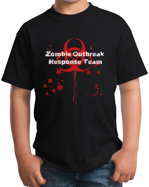 Youth Black Zombie Outbreak Response Team - Horror Fan T-shirt