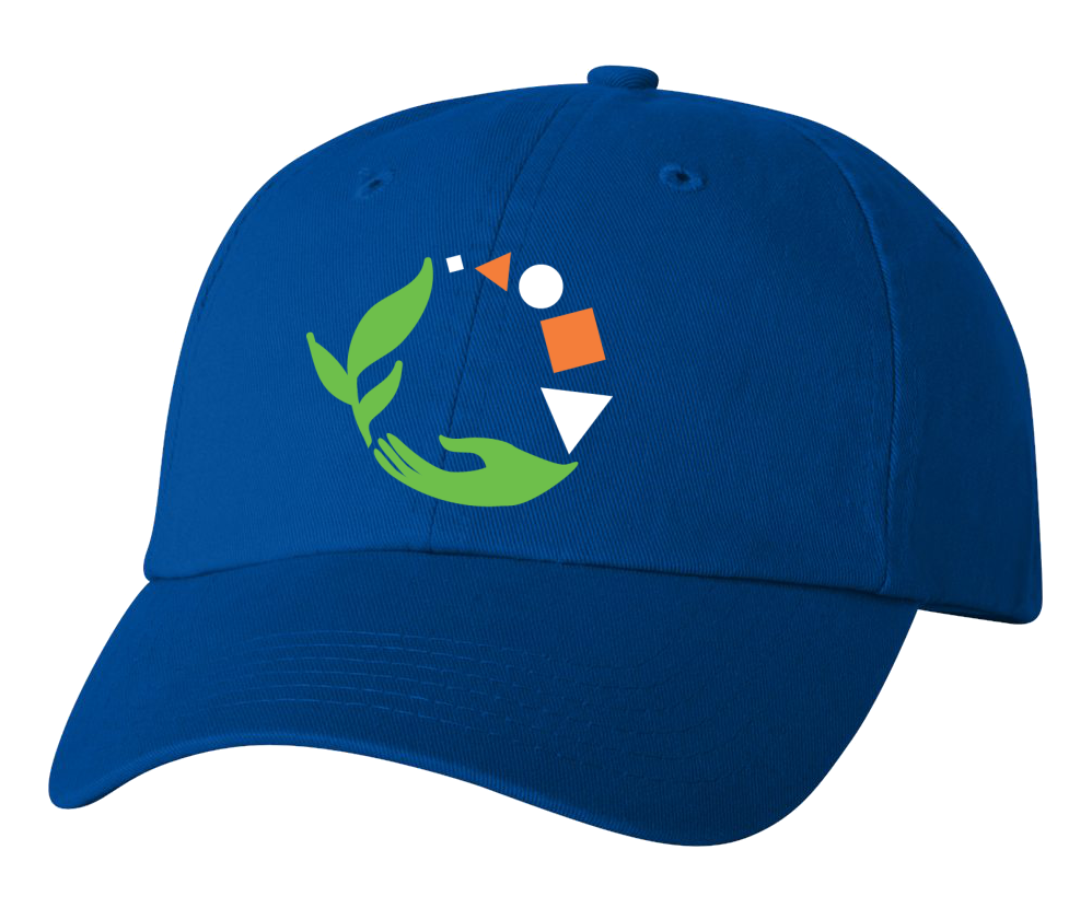 Low Profile Hat Royal Macomb Montessori Academy Green, White, and Orange Logo Hat