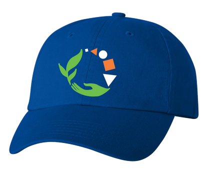 Low Profile Hat Royal Macomb Montessori Academy Green, White, and Orange Logo Hat