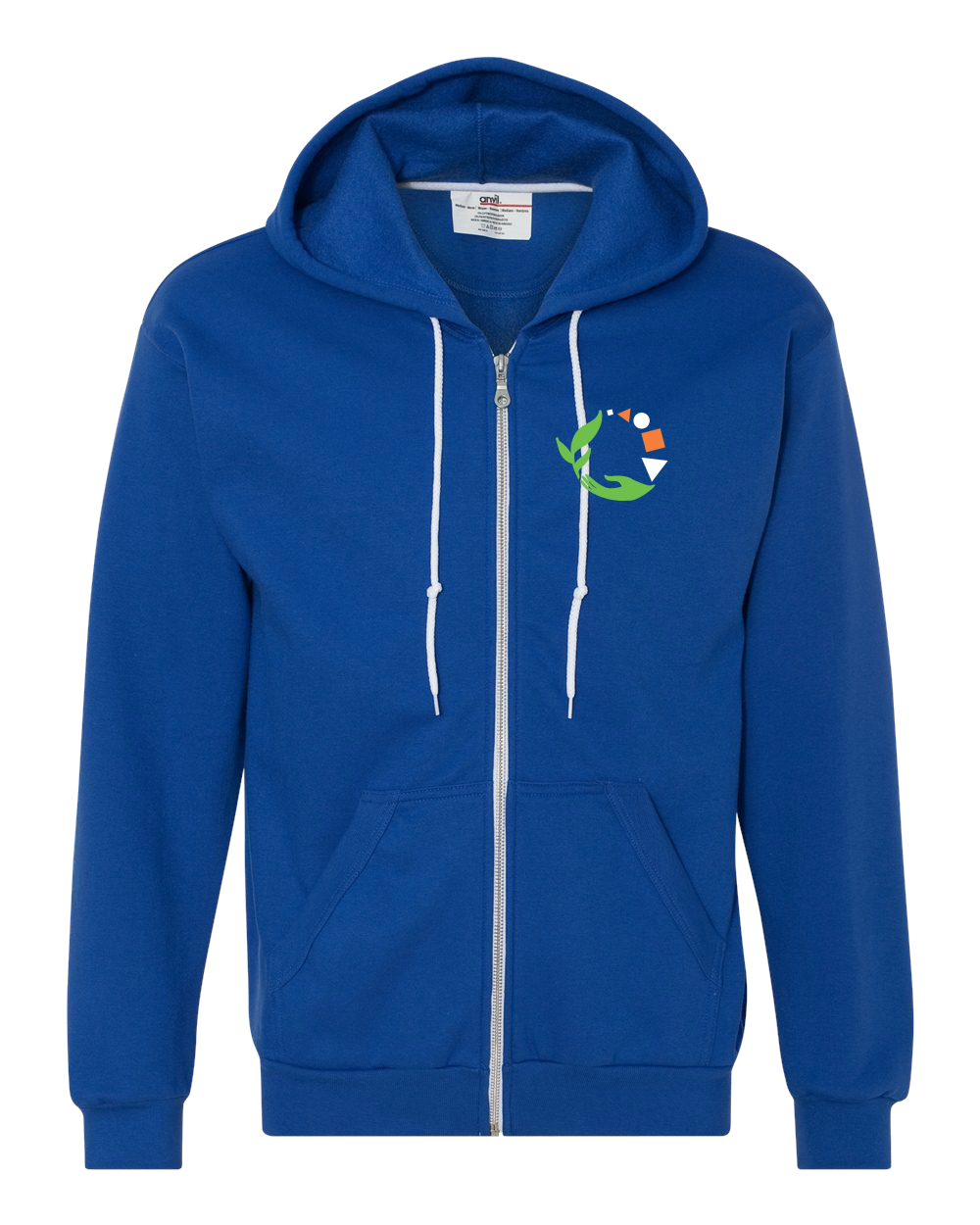 Zip Hoodie Royal Macomb Montessori Academy Green, White, and Orange Logo Zip-Hood