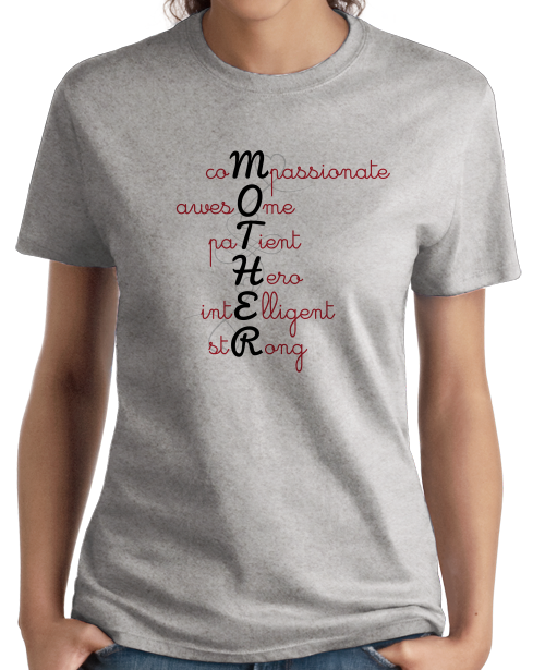Ladies Grey Acrostic Mother Poem - Mother's Day Gift Words For Mom Love 