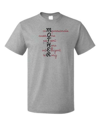 Unisex Grey Acrostic Mother Poem - Mother's Day Gift Words For Mom Love 