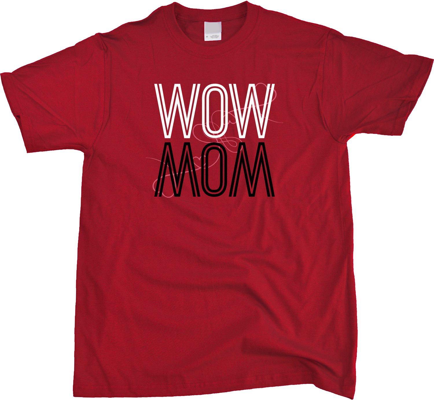 Unisex Red Wow/Mom - Mother's Day Gift New Mom Love Mother Wordplay Fun 