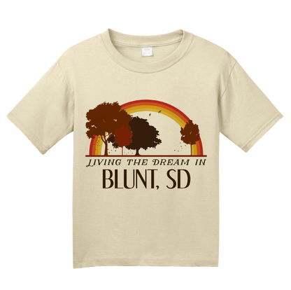 Youth Natural Living the Dream in Blunt, SD | Retro Unisex  T-shirt