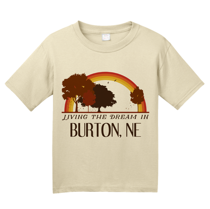 Youth Natural Living the Dream in Burton, NE | Retro Unisex  T-shirt