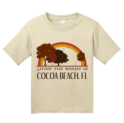 Youth Natural Living the Dream in Cocoa Beach, FL | Retro Unisex  T-shirt