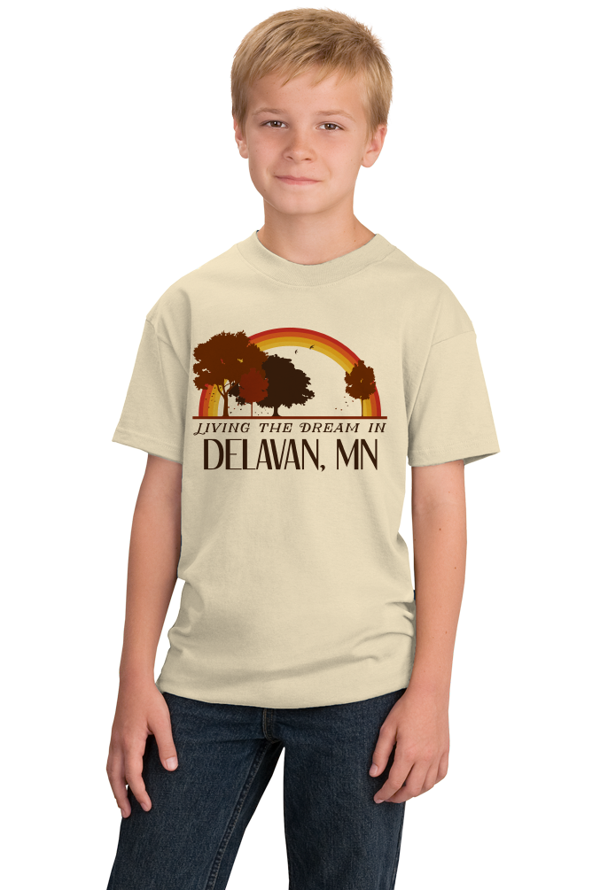 Youth Natural Living the Dream in Delavan, MN | Retro Unisex  T-shirt