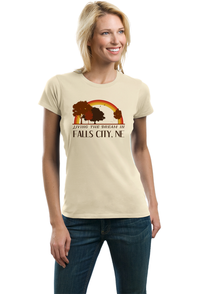 Ladies Natural Living the Dream in Falls City, NE | Retro Unisex  T-shirt