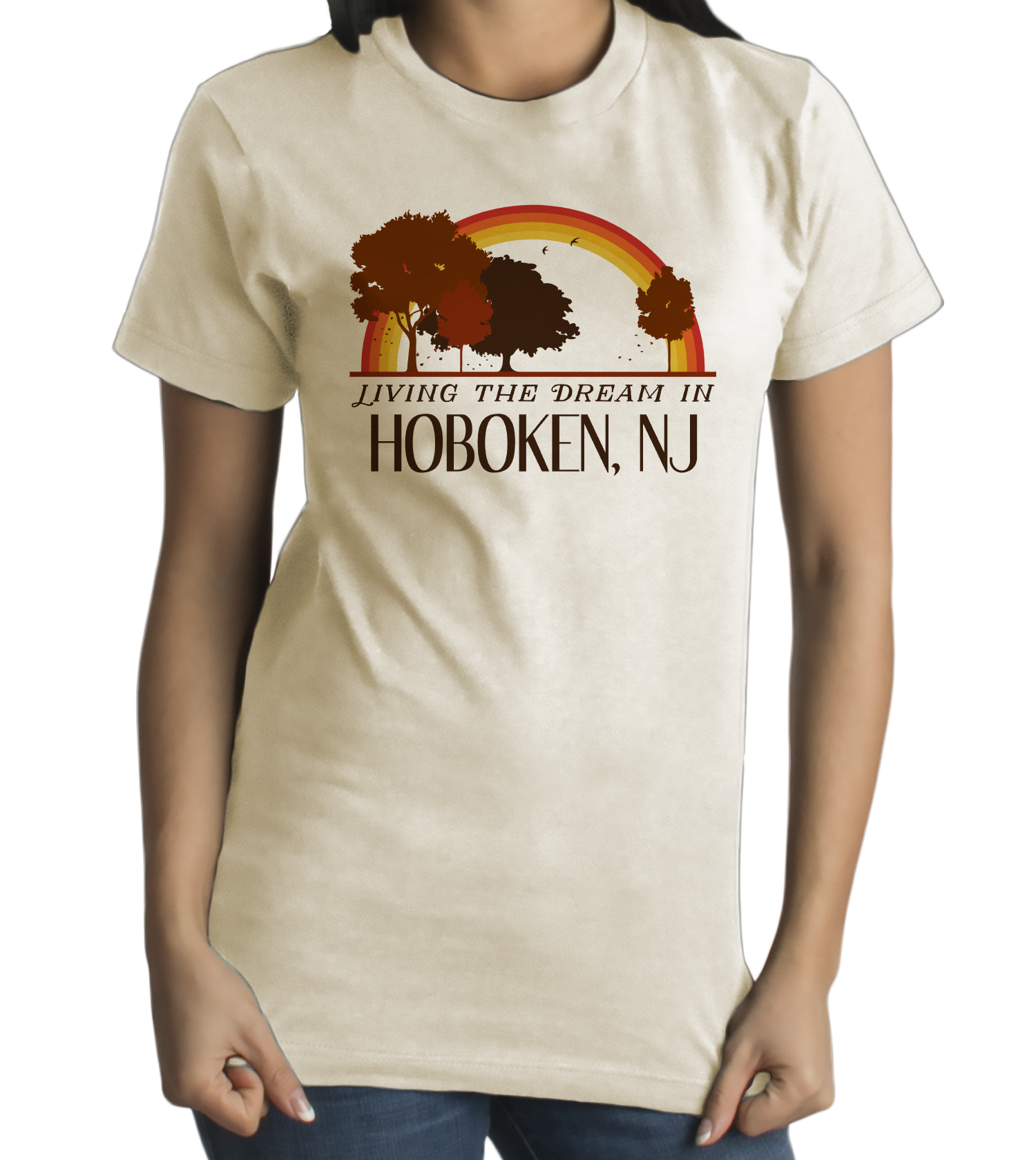 Standard Natural Living the Dream in Hoboken, NJ | Retro Unisex  T-shirt