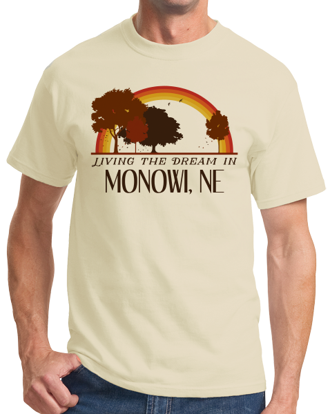 Standard Natural Living the Dream in Monowi, NE | Retro Unisex  T-shirt