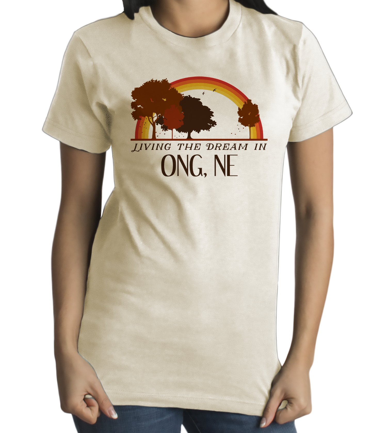 Standard Natural Living the Dream in Ong, NE | Retro Unisex  T-shirt