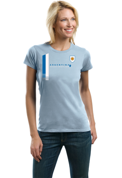 Ladies Light Blue Argentina National Drinking Team - Funny Argentine Soccer Joke T-shirt