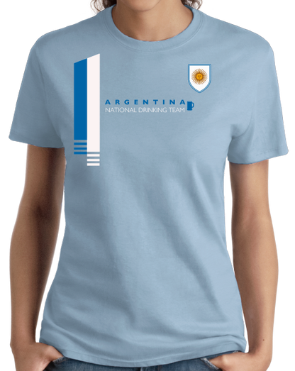 Ladies Light Blue Argentina National Drinking Team - Funny Argentine Soccer Joke T-shirt