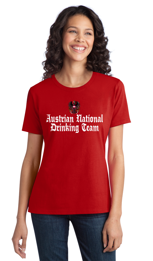 Ladies Red Austrian National Drinking Team - Austrian Pride Vienna Salzburg T-shirt