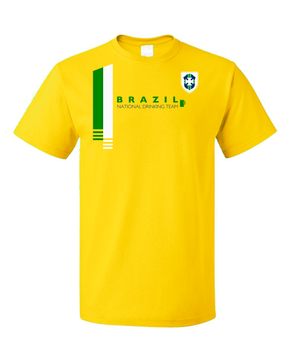 Standard Yellow Brazil National Drinking Team - Brazilian Soccer Funny Football T-shirt