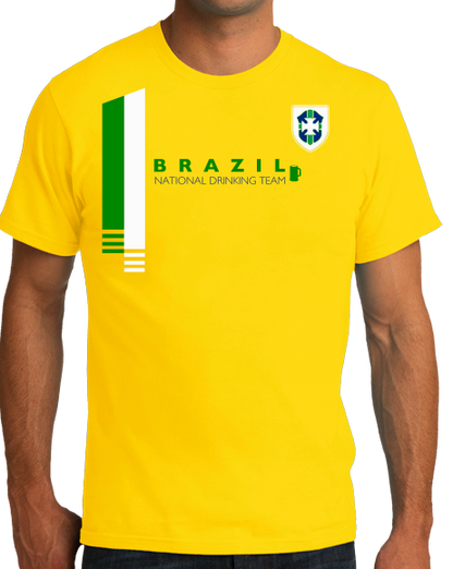 Standard Yellow Brazil National Drinking Team - Brazilian Soccer Funny Football T-shirt