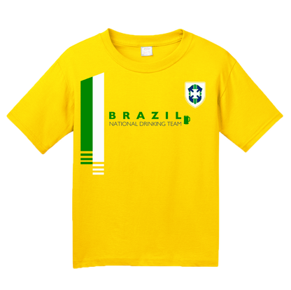 Youth Yellow Brazil National Drinking Team - Brazilian Soccer Funny Football T-shirt
