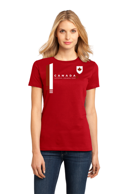 Ladies Red Canada National Drinking Team - Canadian Soccer Football Funny T-shirt