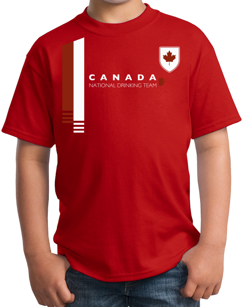 Youth Red Canada National Drinking Team - Canadian Soccer Football Funny T-shirt
