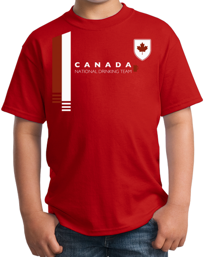 Youth Red Canada National Drinking Team - Canadian Soccer Football Funny T-shirt