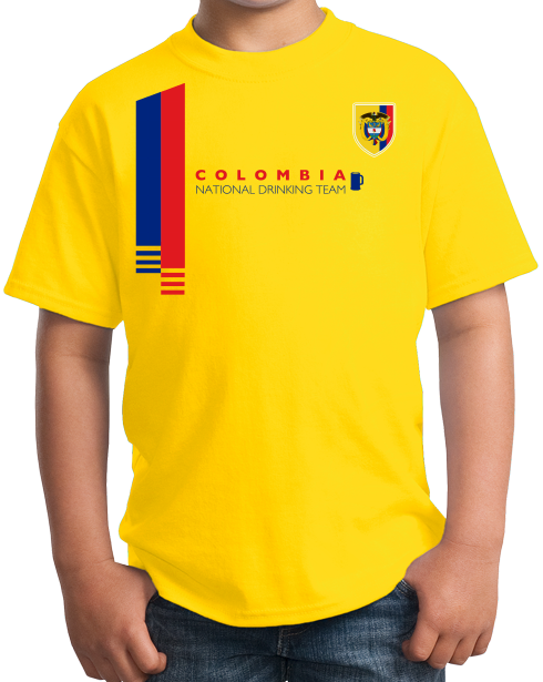 Youth Yellow Colombia National Drinking Team - Columbian Soccer Football T-shirt