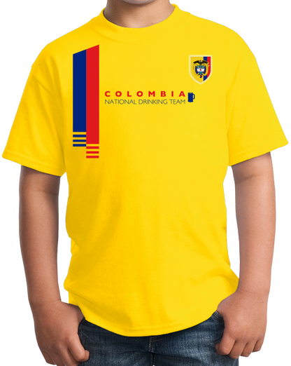 Youth Yellow Colombia National Drinking Team - Columbian Soccer Football T-shirt