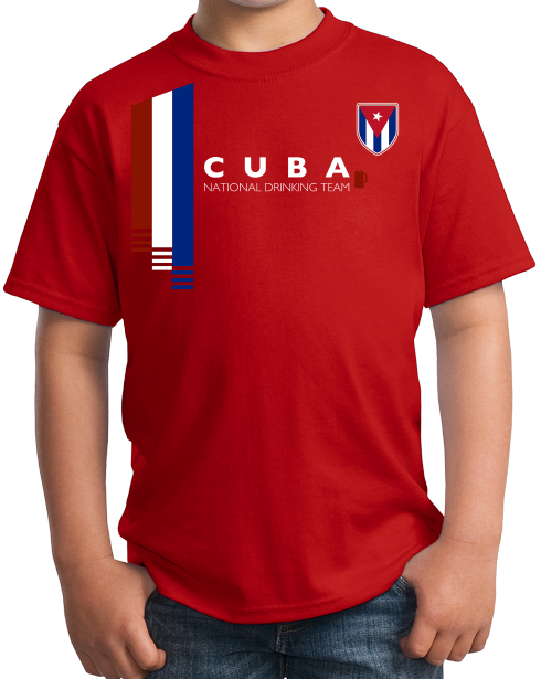 Youth Red Cuba National Drinking Team - Cuban Soccer Football Funny T-shirt