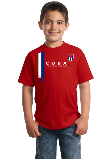Youth Red Cuba National Drinking Team - Cuban Soccer Football Funny T-shirt