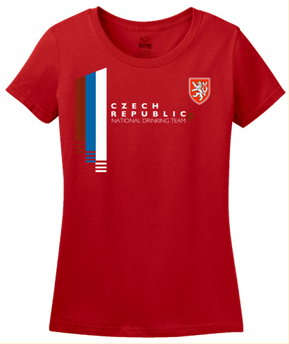 Ladies Red Czech Republic National Drinking Team - Czech Soccer Football T-shirt
