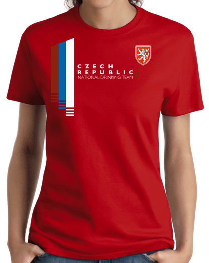 Ladies Red Czech Republic National Drinking Team - Czech Soccer Football T-shirt