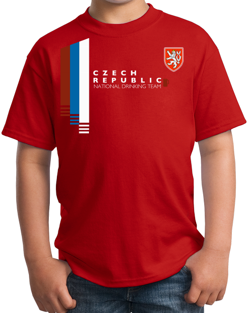 Youth Red Czech Republic National Drinking Team - Czech Soccer Football T-shirt