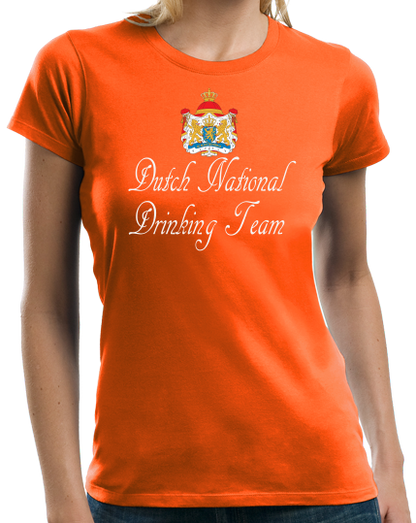 Ladies Orange Dutch National Drinking Team - Netherlands Soccer Football Funny T-shirt