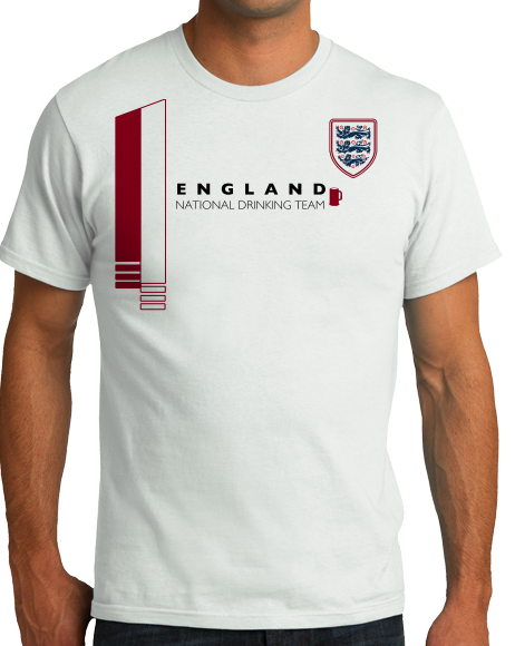 Standard White England National Drinking Team - English Soccer Football Pub T-shirt