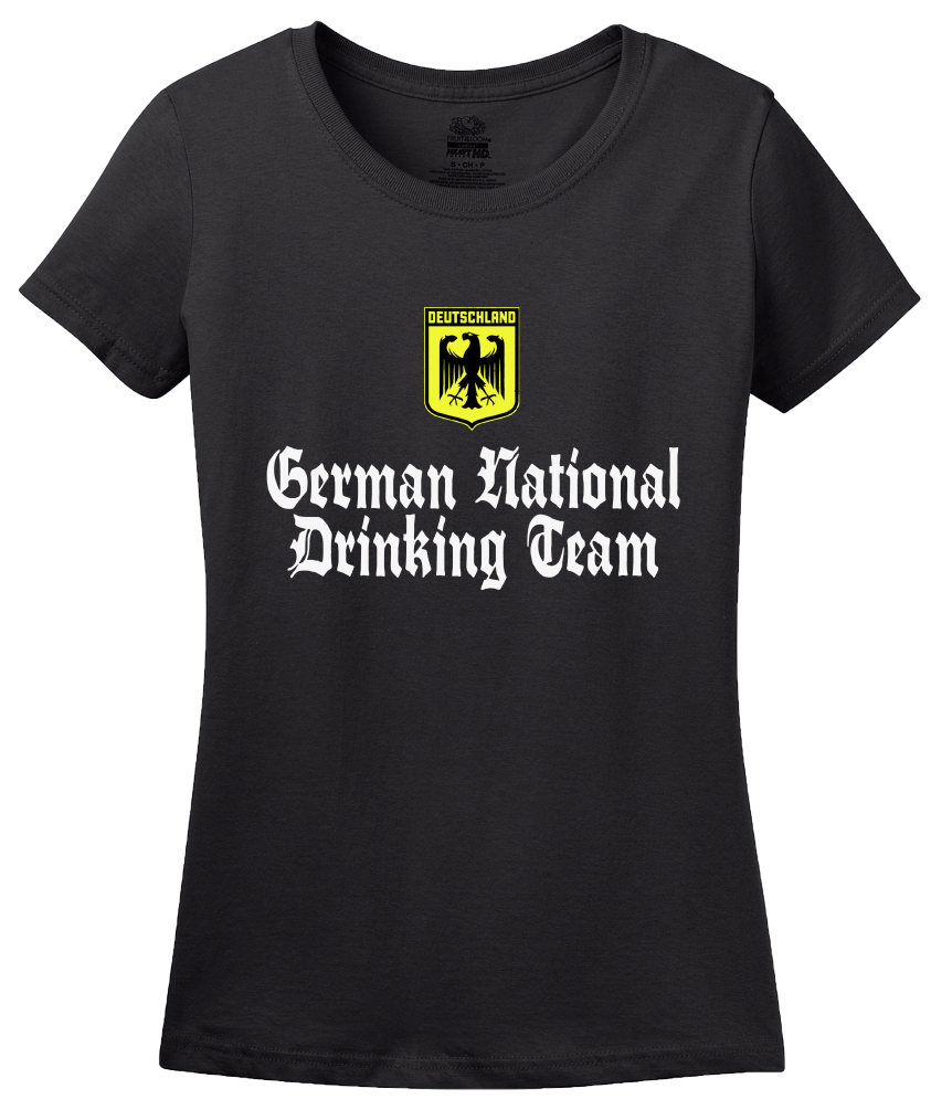 Ladies Black German National Drinking Team - Germany Soccer Football T-shirt