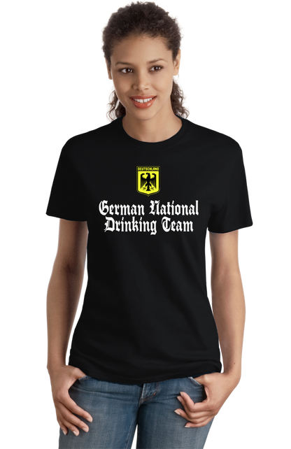 Ladies Black German National Drinking Team - Germany Soccer Football T-shirt