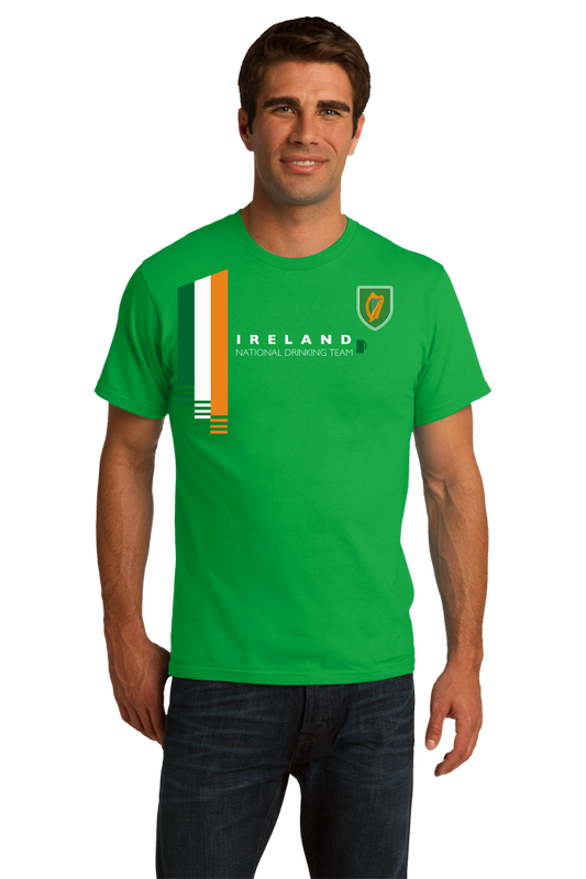 Standard Green Ireland National Drinking Team - Irish Soccer Football Pub T-shirt