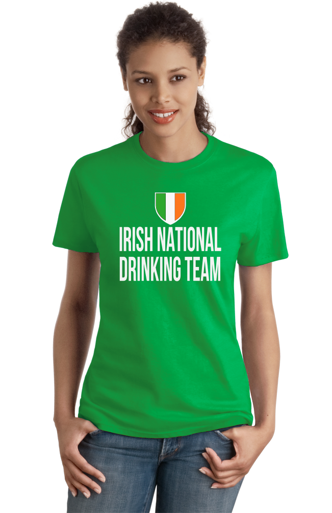 Ladies Green Irish National Drinking Team - Ireland Soccer Football Pub T-shirt