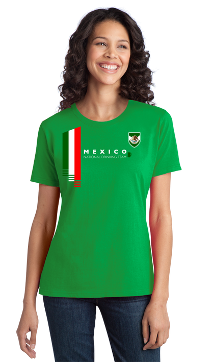 Ladies Green Mexico National Drinking Team - Mexican Soccer Futbol Funny T-shirt