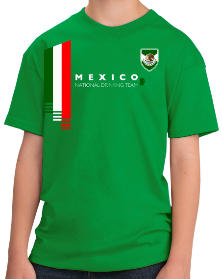 Youth Green Mexico National Drinking Team - Mexican Soccer Futbol Funny T-shirt