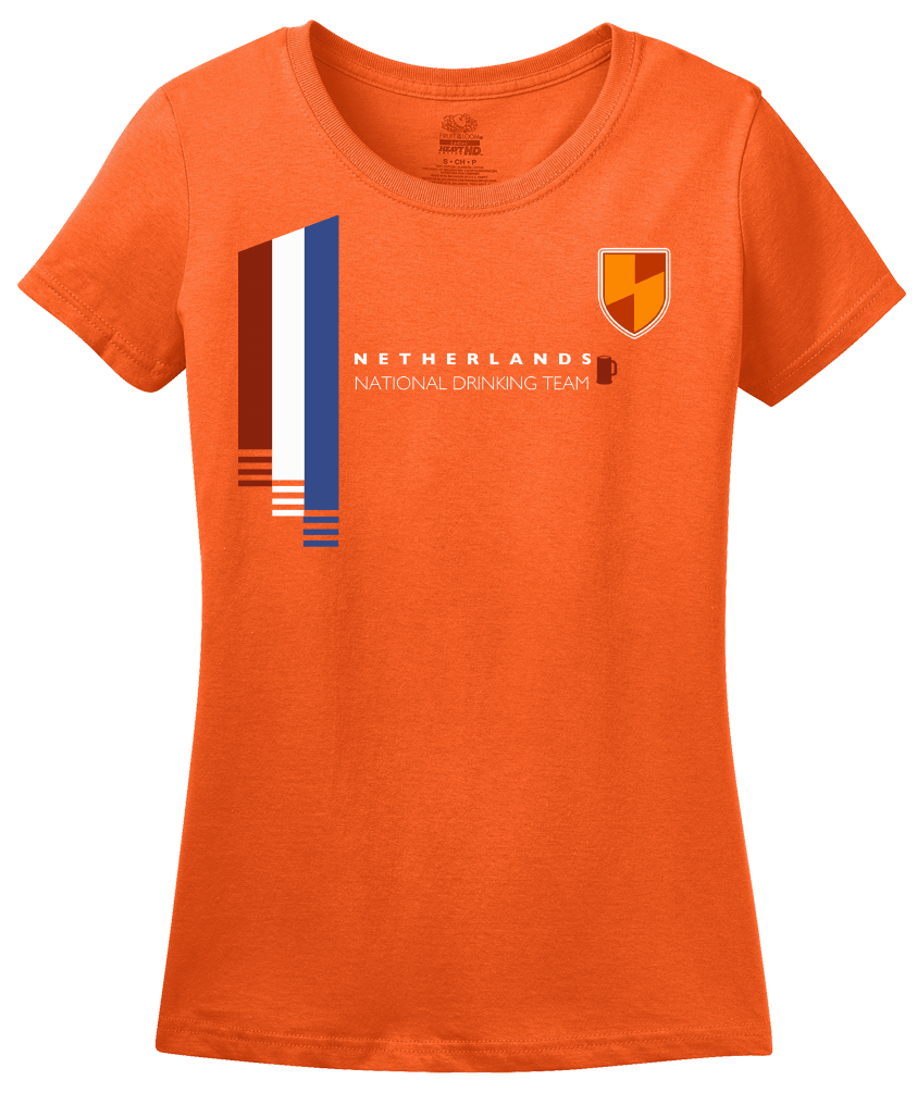 Ladies Orange Netherlands National Drinking Team - Dutch Soccer Football T-shirt