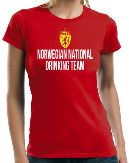 Ladies Red Norwegian National Drinking Team - Norway Soccer Football T-shirt