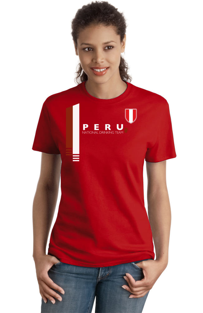 Ladies Red Peru National Drinking Team - Peruvian Football Futbol Soccer T-shirt