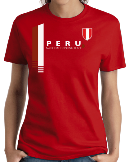 Ladies Red Peru National Drinking Team - Peruvian Football Futbol Soccer T-shirt