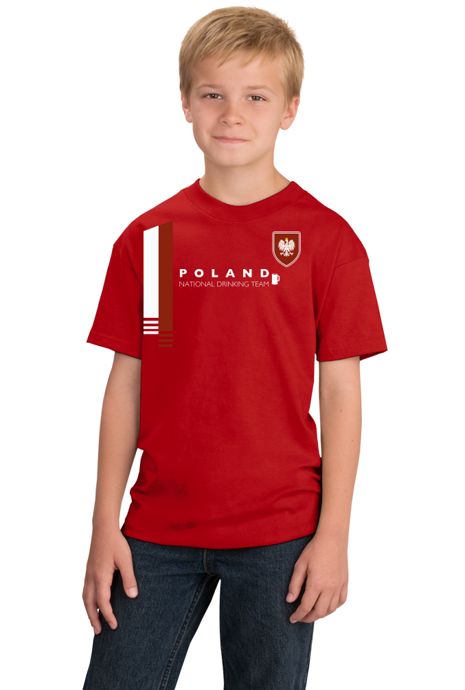 Youth Red Poland National Drinking Team - Polish Soccer Football Funny T-shirt