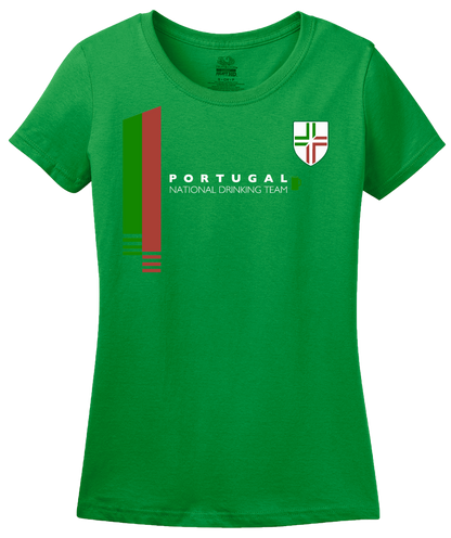 Ladies Green Portugal National Drinking Team - Portuguese Futebol Soccer T-shirt