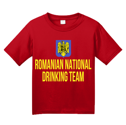 Youth Red Romanian National Drinking Team - Romania Soccer Football T-shirt