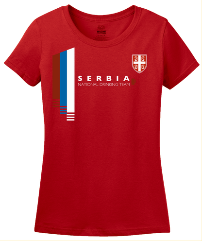 Ladies Red Serbia National Drinking Team - Serbian Soccer Football Fan T-shirt